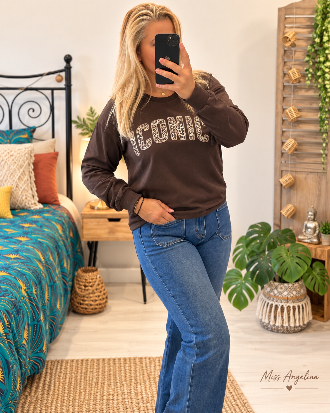 Sweat chocolat ICONIC  léopard  – Taille unique